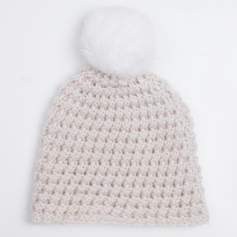 Winter neue Baby einfarbige Wollmütze, Kinder Strickmütze mit Bommel, Babymütze