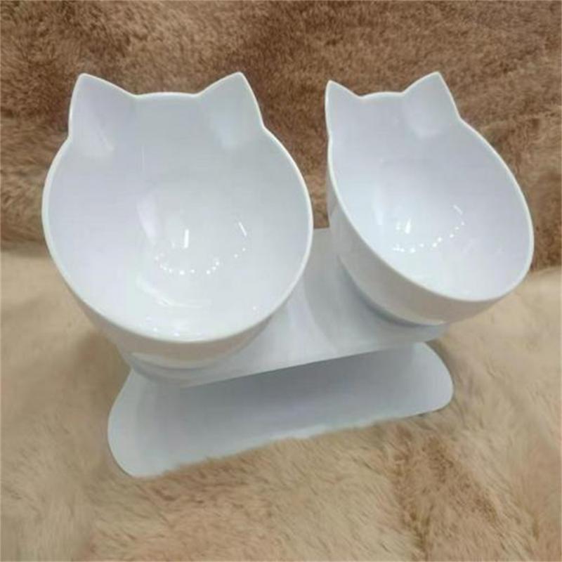 Cat Bowl Transparent Double Bowl Cat Food Bowl Water Bowl Basin Bowl Rack Dog Bowl Dog Food Basin Oblique Mouth Spine