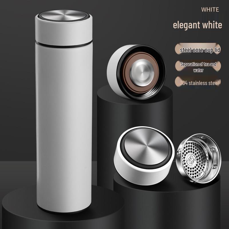 Smart Stainless Steel Insulated Cup with Temperature Display - 304 Vacuum Business Straight Cup for Tea and Water Separation