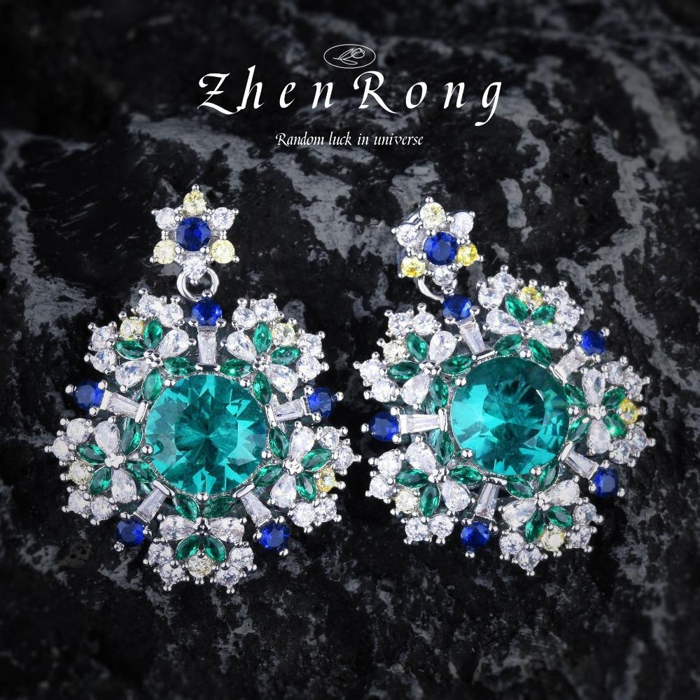 Königlicher Stil Smaragd Halskette Strapazierfähig Importierter Hochkohlenstoff-Diamant Blumiger Anhänger Schmuckset für Damen