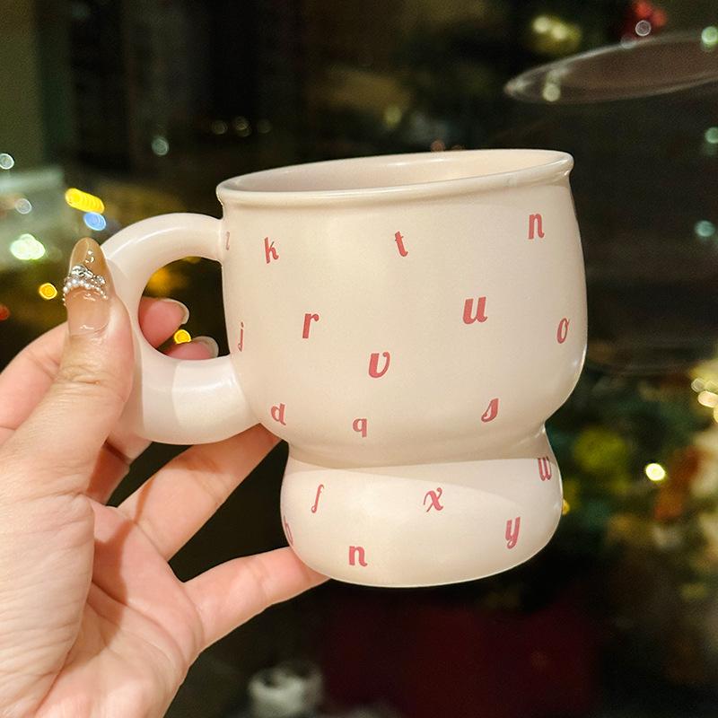 

Simple Gourd Letter Goblet Design Ceramic Mug Office Coffee Cup Household Water Cup Souvenir About 400ml