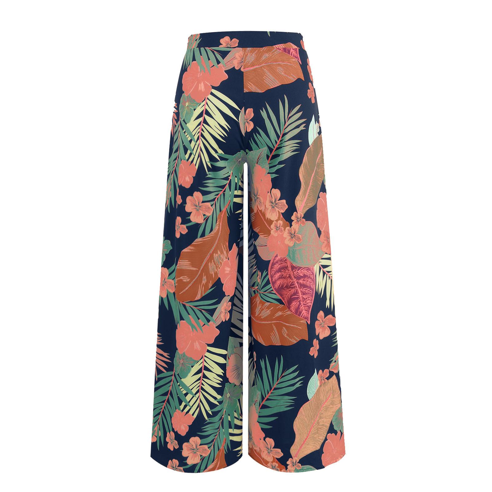 

Женская одежда Широкие брюки с растительным принтом Свободные брюки для отпуска на весну и лето XL