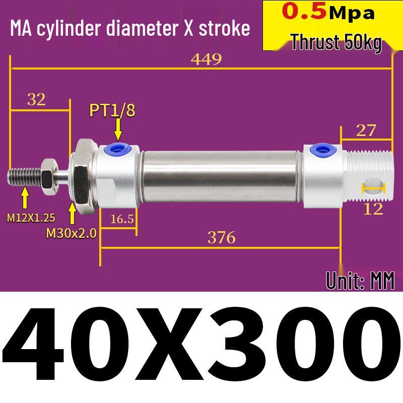 Corrosion Resistant Stainless Steel Pneumatic Cylinder 16-40mm/50-150mm
