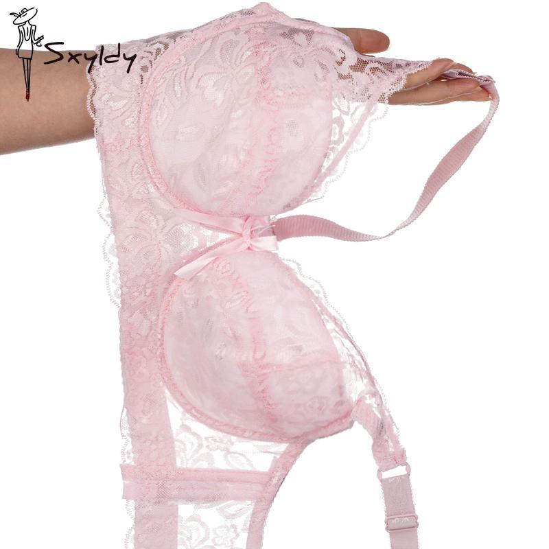 

Women s Large Size Underwear Sexy Lace Push Up Bra Breathable Thin Cotton Cup Underwear 38/85 розовый