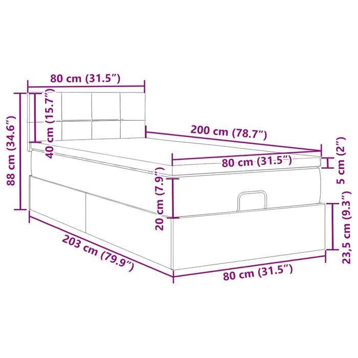 VidaXL Ottoman Bed Frame with Mattress Black 80x200 Cm Fabric 3311416