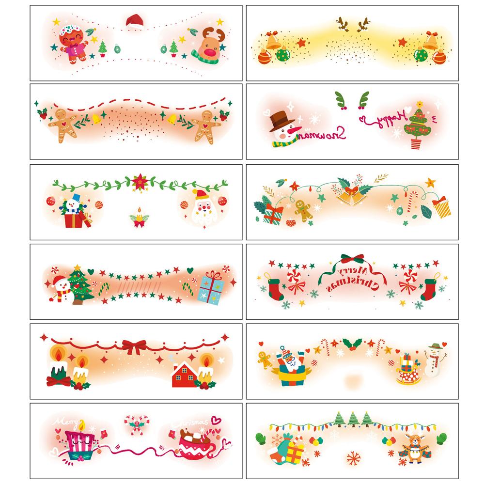 12Pieces Face Tattoo Stickers Waterproof Christmas Temporary Tattoos for Women Face Makeup Decals for Party Festival