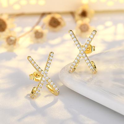 New High-end Earrings for Women with Cross Zircon Frigid Temperament Earrings