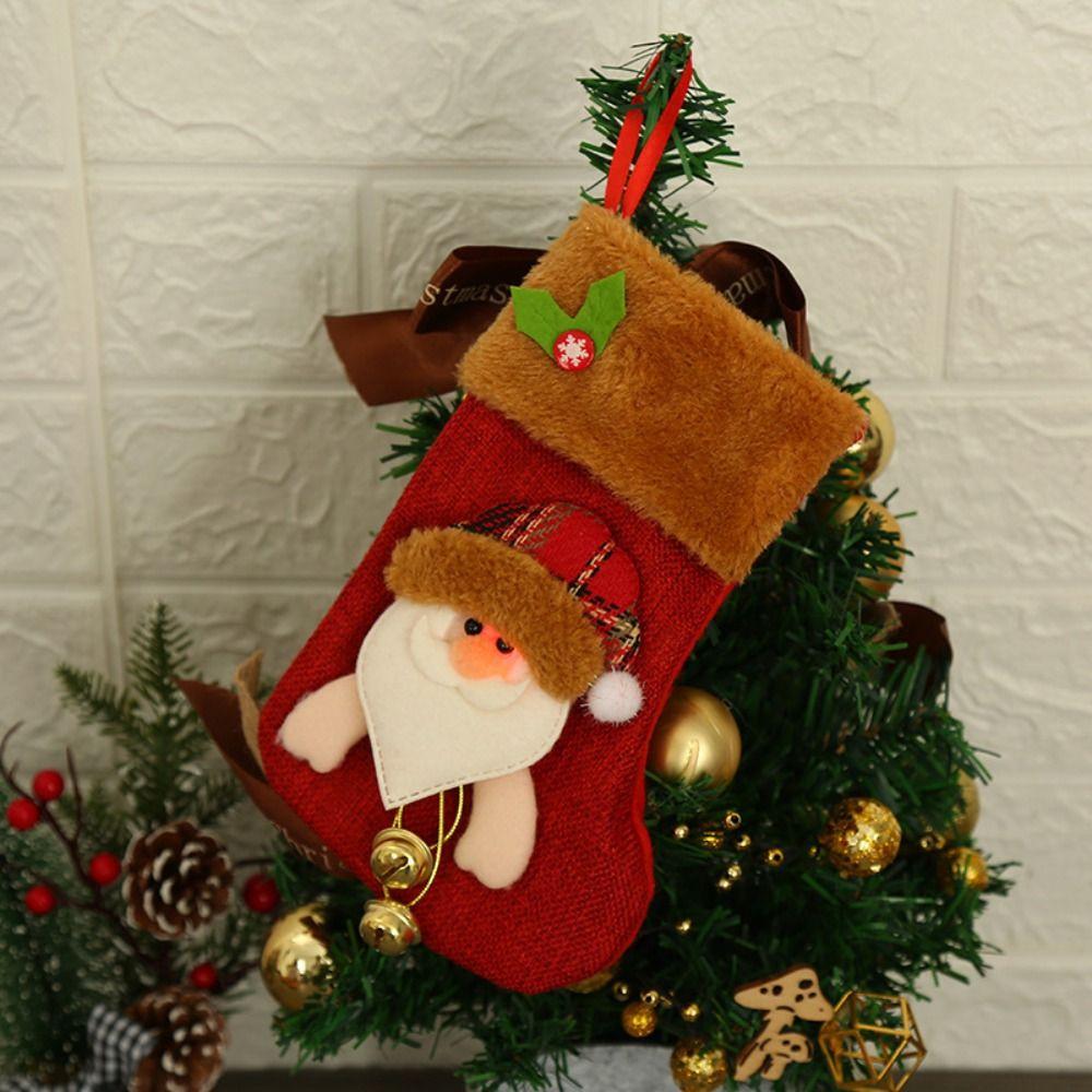 Thickened Christmas Socks Candy Bag Santa Claus Elk Snowflake Christmas Tree Decorations  Kids