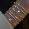 2/6PCS 925 Silver Link Chain Bracelet for Women Girls Luxury Sparkling Crystal Minimalist Daily Wear Jewelry Gift