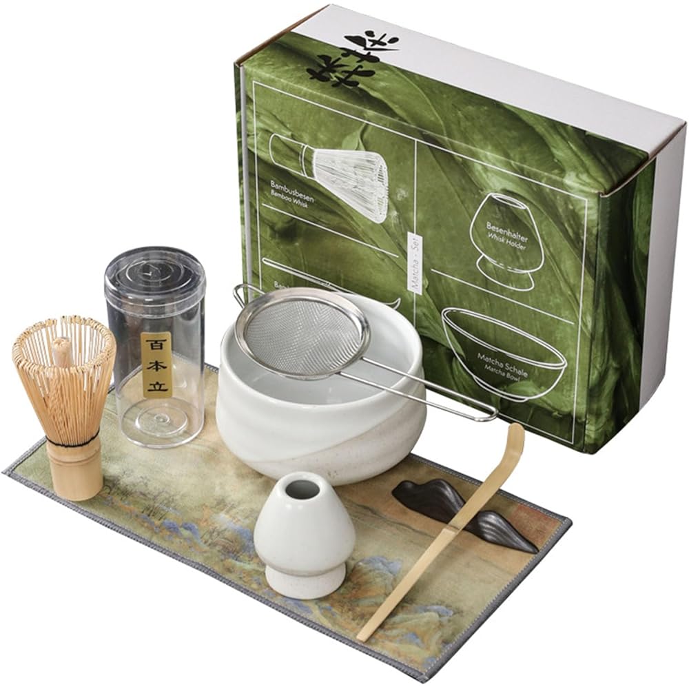 

Matcha 7-Piece Set Traditional Japanese Tea Ceremony Accessories Chawan Chasen Chashaku Whisk White