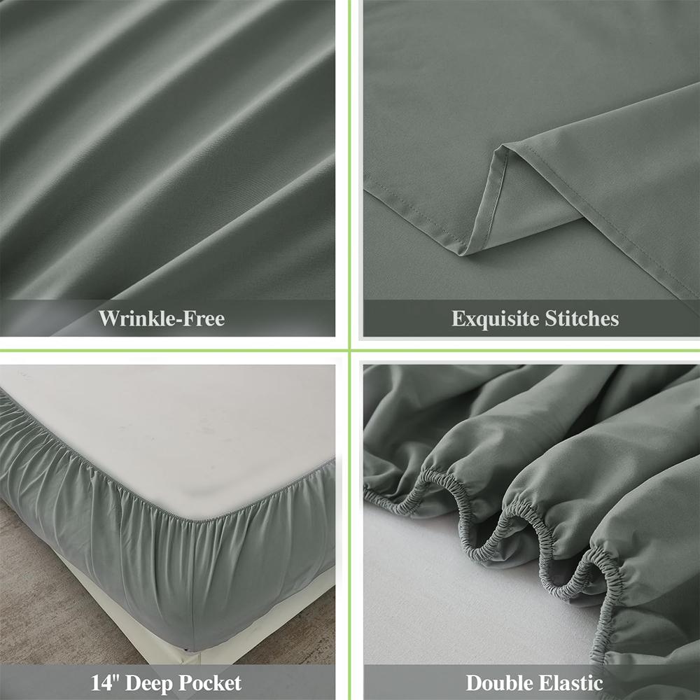 Sheet Set Breathable & Cooling Sheets Hotel Luxury Bed Sheets Extra Soft Easy Fit 4 Piece Set