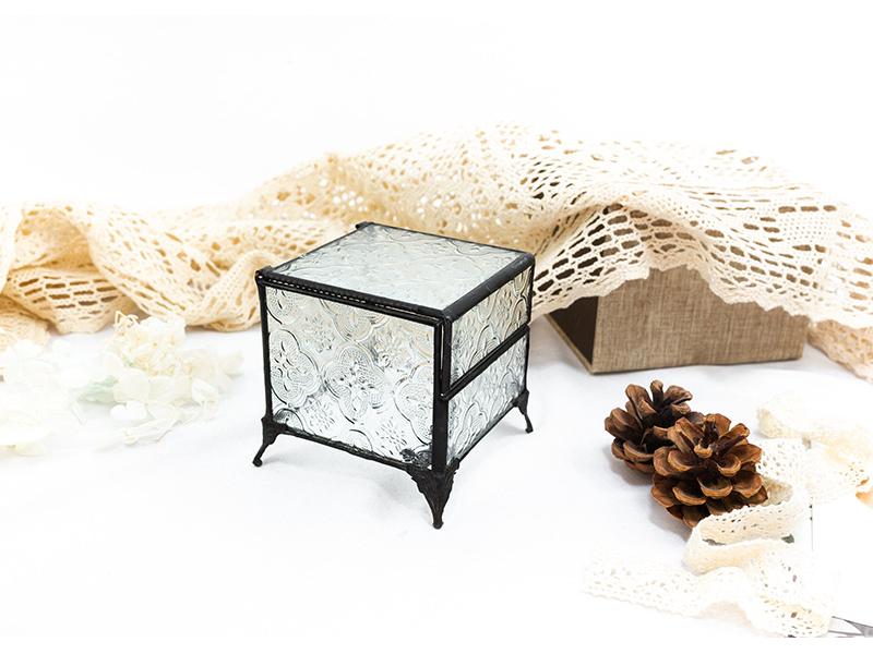 Retro Glass Jewelry Box for Rings, Earrings, and Wedding Decor