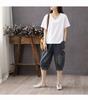 Women's Fashionable Six-Point Denim Capris: New Petite Summer Style, Elasticated Cuffs, Patch Details, Washed & Distressed Harem Pants.