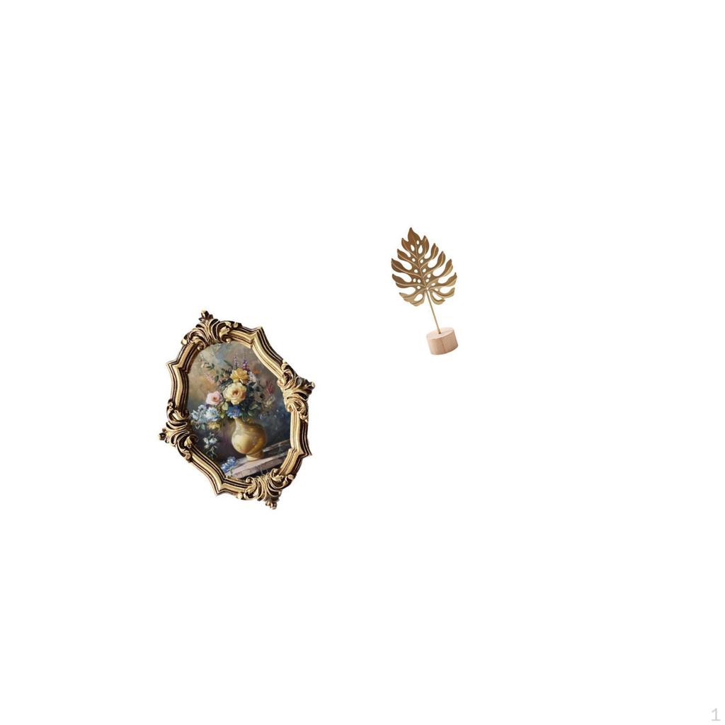 Vintage Resin Photo Frame and Metal Leaf Sculpture Art Crafts Collection for Office Bedroom Gallery