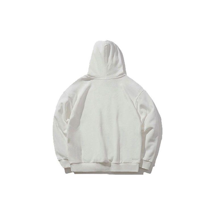 Li Ning Logo Embroidery Casual Hooded Pullover Fleece Lined Sweatshirt Unisex White AWDR615-1