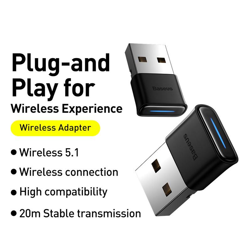 Baseus Προσαρμογέας USB Bluetooth Bluetooth 5.1 Δέκτης-Πομπός Ήχου Μουσικής Για PC Ηχείο Φορητό Υπολογιστή Ασύρματο Ποντίκι Πομπός USB