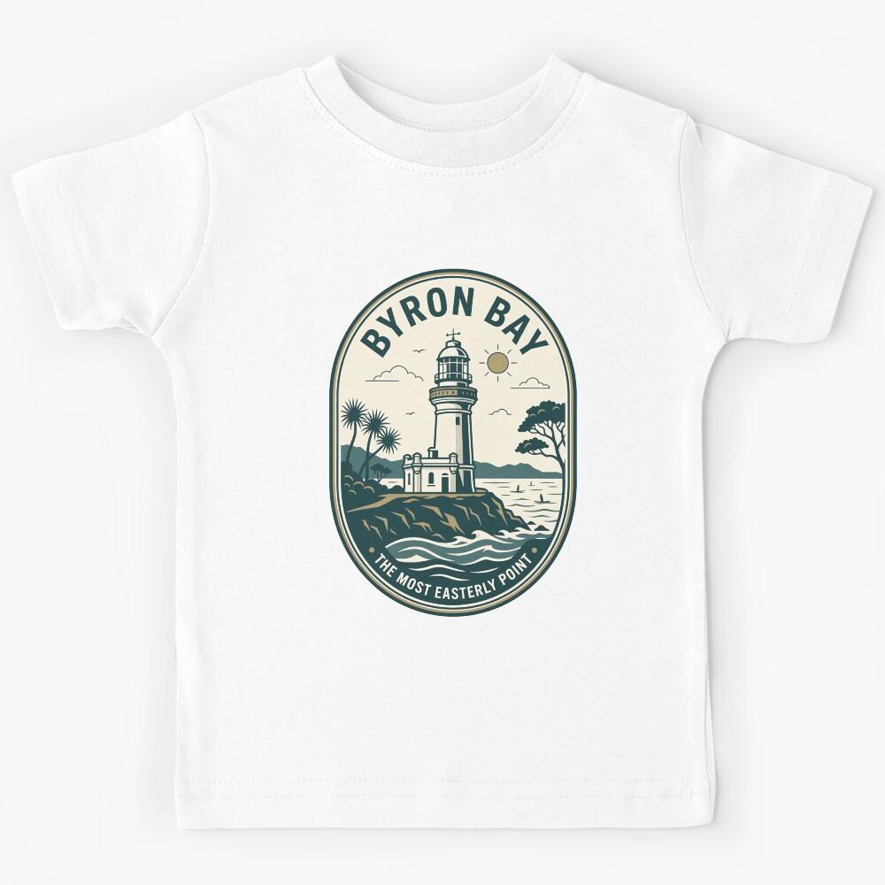 Byron Bay Cape Byron Lighthouse Vintage Travel Badge Kids T-Shirt 120