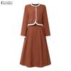ZANZEA Women Elegant Outfits Long Sleeve Blouse and Skirts Casual Two Piece Suit Sets