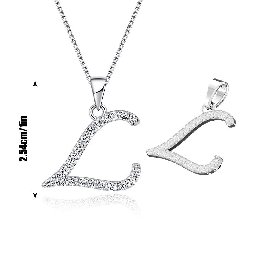 Moissanite L Letter 925 Silver White White Gold Plated Pendant Iced Necklace