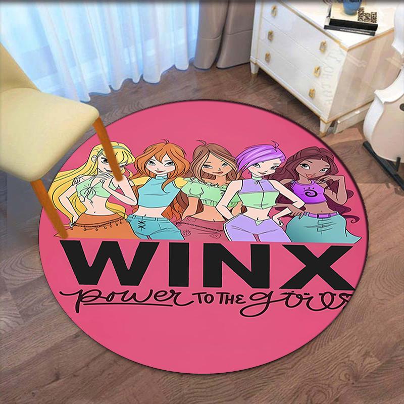 Winx Club Printed Round Rug Carpet Chair Rug Area Rug Entryway Doormats,for Office Chair Living Room Bedroom Kitchen Room.