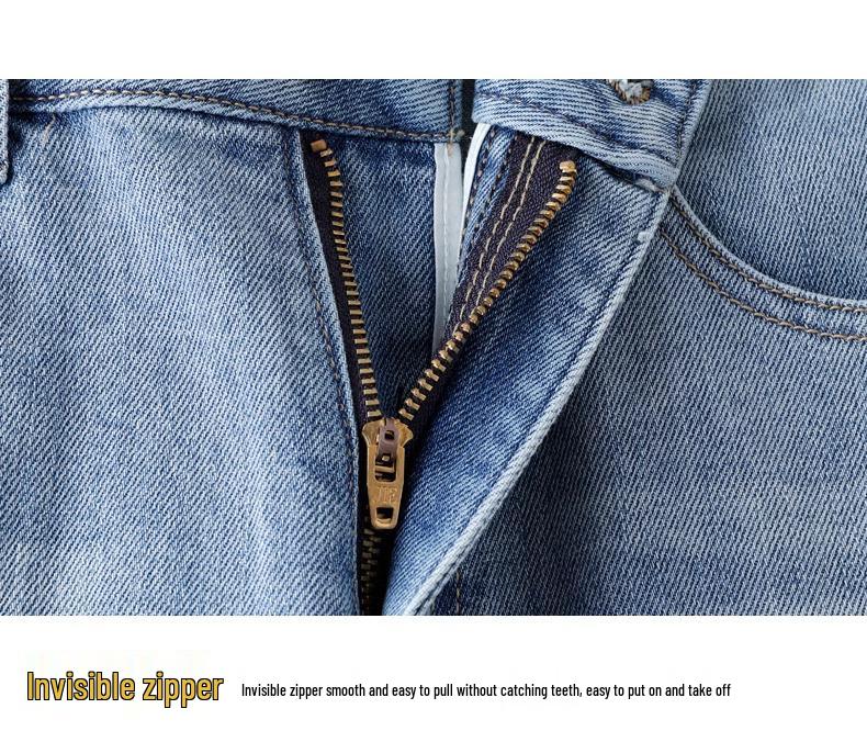 Women's Petite 2024 Wide-Leg Jeans - Spring/Autumn, Loose Straight-Leg, Floor-Length, Slimming Fit