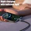 240W Nylon USB Type C Super Fast Charging Data Cable with LED Indicator Light Quick Charge USB C Cords For Samsung Xiaomi Huawei