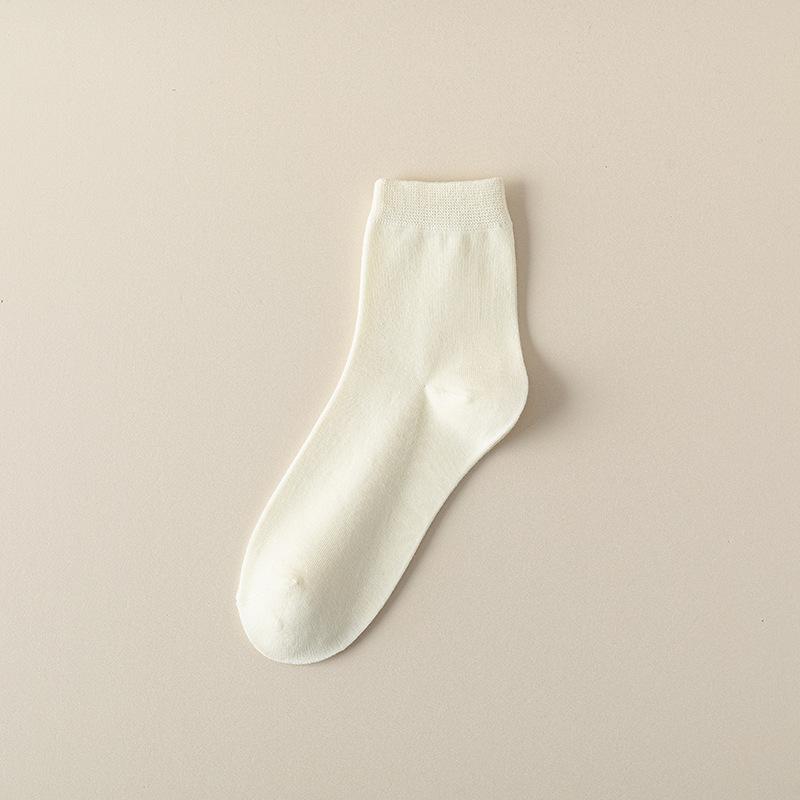 Women's Autumn Pure Color All Purpose Breathable Boneless Cotton Socks