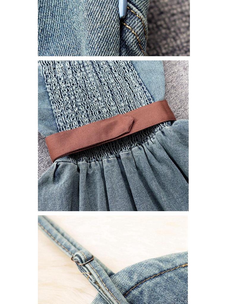2025 Summer Plus Size Retro Denim Waist-Cinching Slip Dress for Women