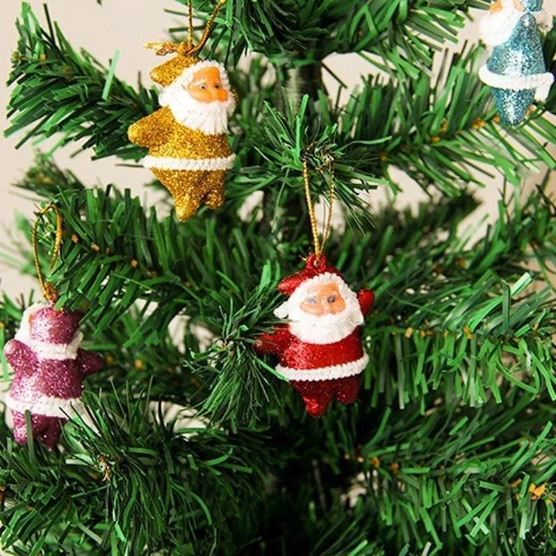 1Set Christmas Drop Ornaments Multi-Color Santa Claus Party Xmas Tree Hanging Decor Home Decorations Festive Supplies Home Decor