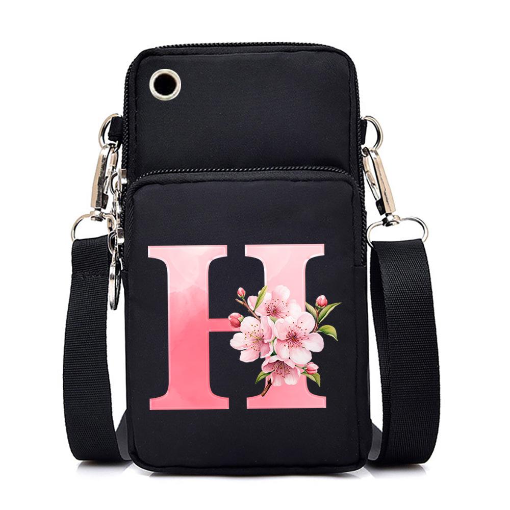 2024 Mobile Phone Bag Women's Messenger Bag New Alphabet Letter Printing Black Shoulder Bag Change Bag