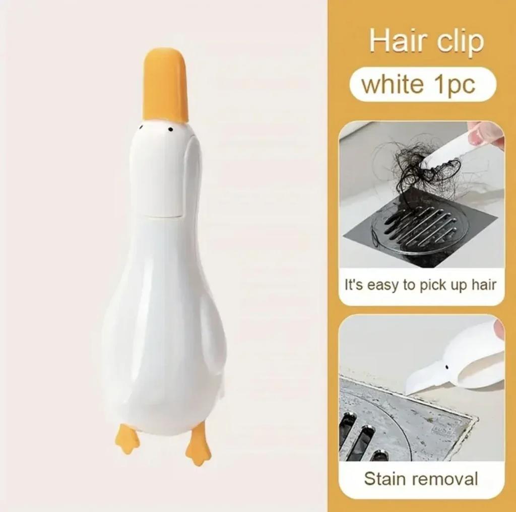 1/2pcs Cute Duck Shaped Double-head Design Cleaning Clip Dust Stain Removal Shovel - Bathroom Cleaner Tool With Drainage Hole