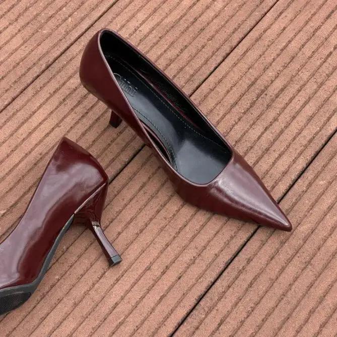 Brand Designer Vintage Women Mary Jane Shoes Fashion Shallow Pointed Toe Shoe Concise High Heels Shoes Classic Zapatos De Mujer