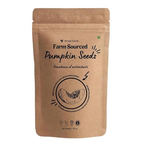

Тыквенные семечки с фермы 200 г (Семена тыквы), Богат питательными веществами, Высокопротеиновый перекус, Идеально для здорового образа жизни, Сырые семена для еды
