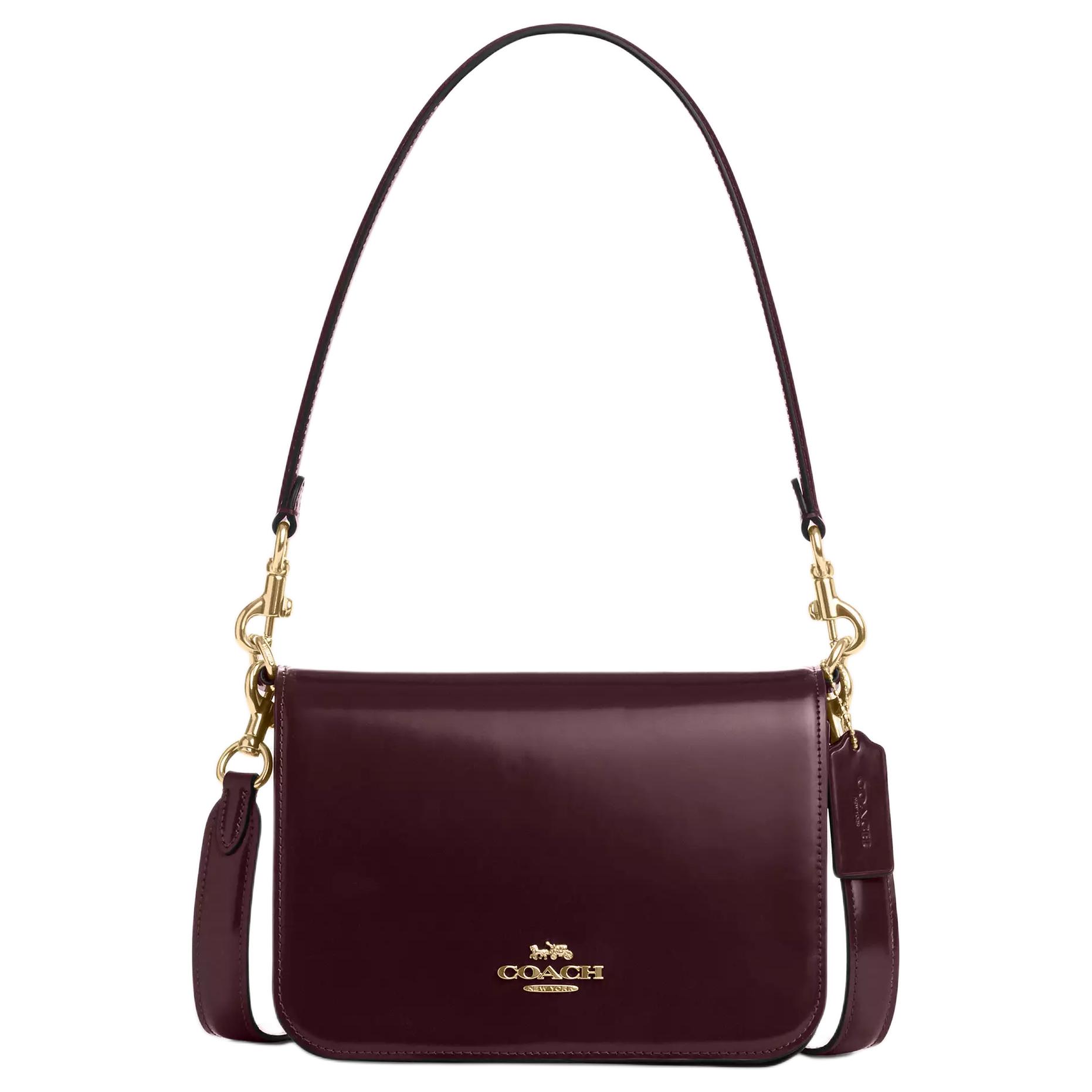 

Coach Quinn 21 Logo Snap Closure Spazzolato Leather Crossbody Shoulder Bag Small Women bags Burgundy CY657-IMMER Basic Set (Bag+Dust Bag)
