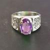 Amethyst Oval Cut Gemstone With 925 Sterling Silver Ring For Men's #A687 JL375658871564