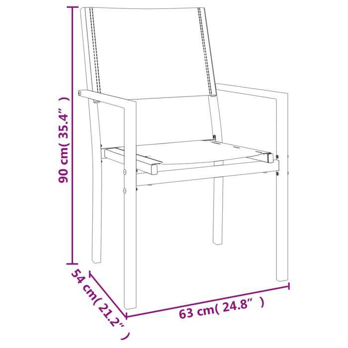 VidaXL Ensemble à manger de jardin 3 pcs noir textilène et acier, ensemble à manger d'extérieur, salon de jardin, table à 3200734