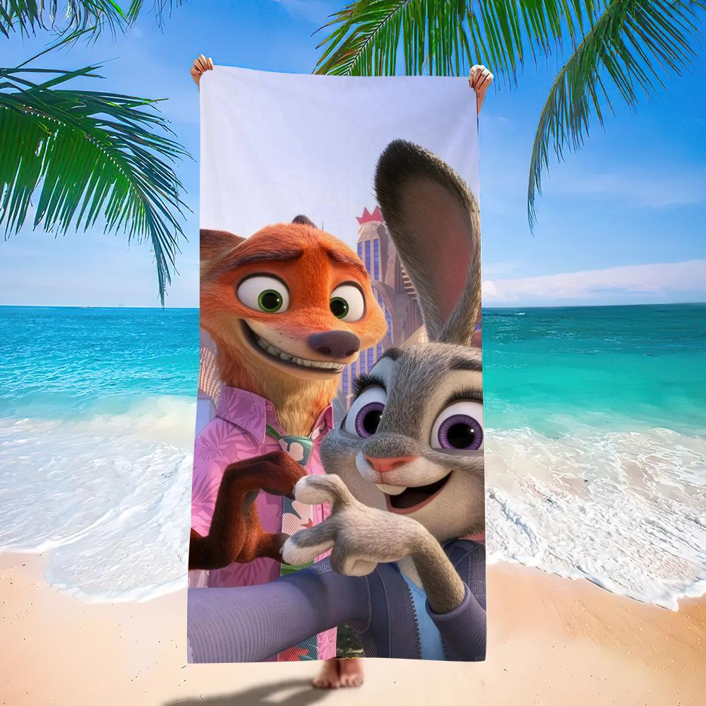 Zootopia Beach Towel Microfiber Bath Towel Kids Cartoon Week Judy Nick Quick Dry Towel