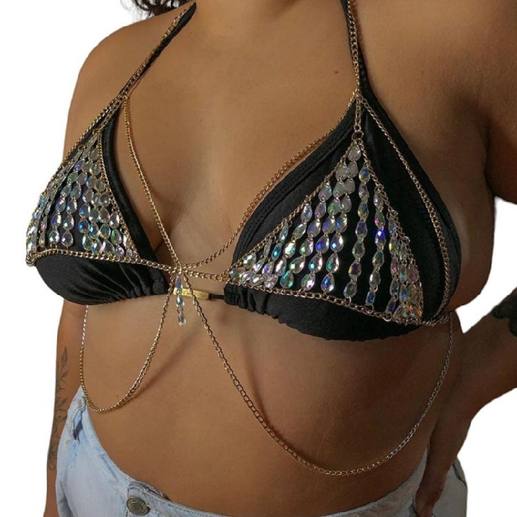 Rhinestones Body Chain Harness Crystal Chest Chain Fashion Body Chain Bra Nightclub Party Body Jewelry Accessories Gifts 1