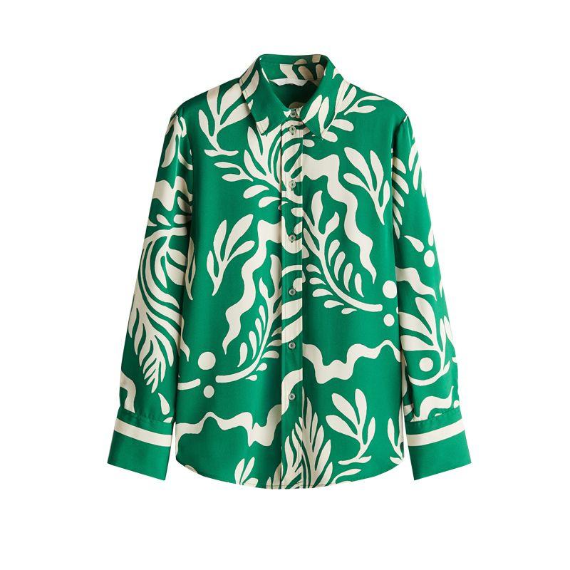 Spring New Women's Clothing Print Diagonal Cloth Shirt 1273622 Drawstring Twill Pants 1273623