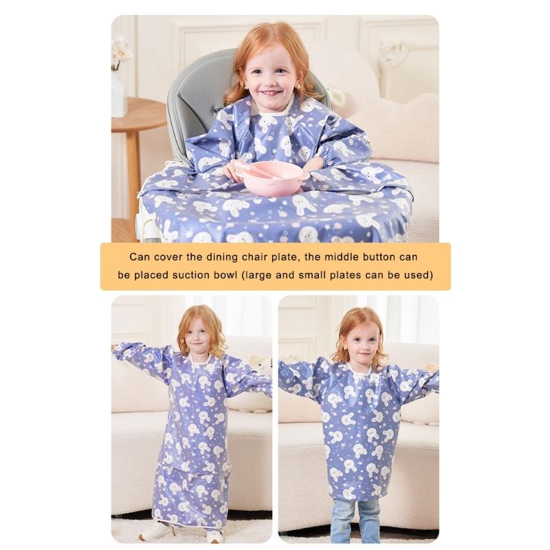 Baby Feeding Bib with Integrated Table Cover Water Resistant and Stain Resistant for Most High Chairs Comfortable Wear