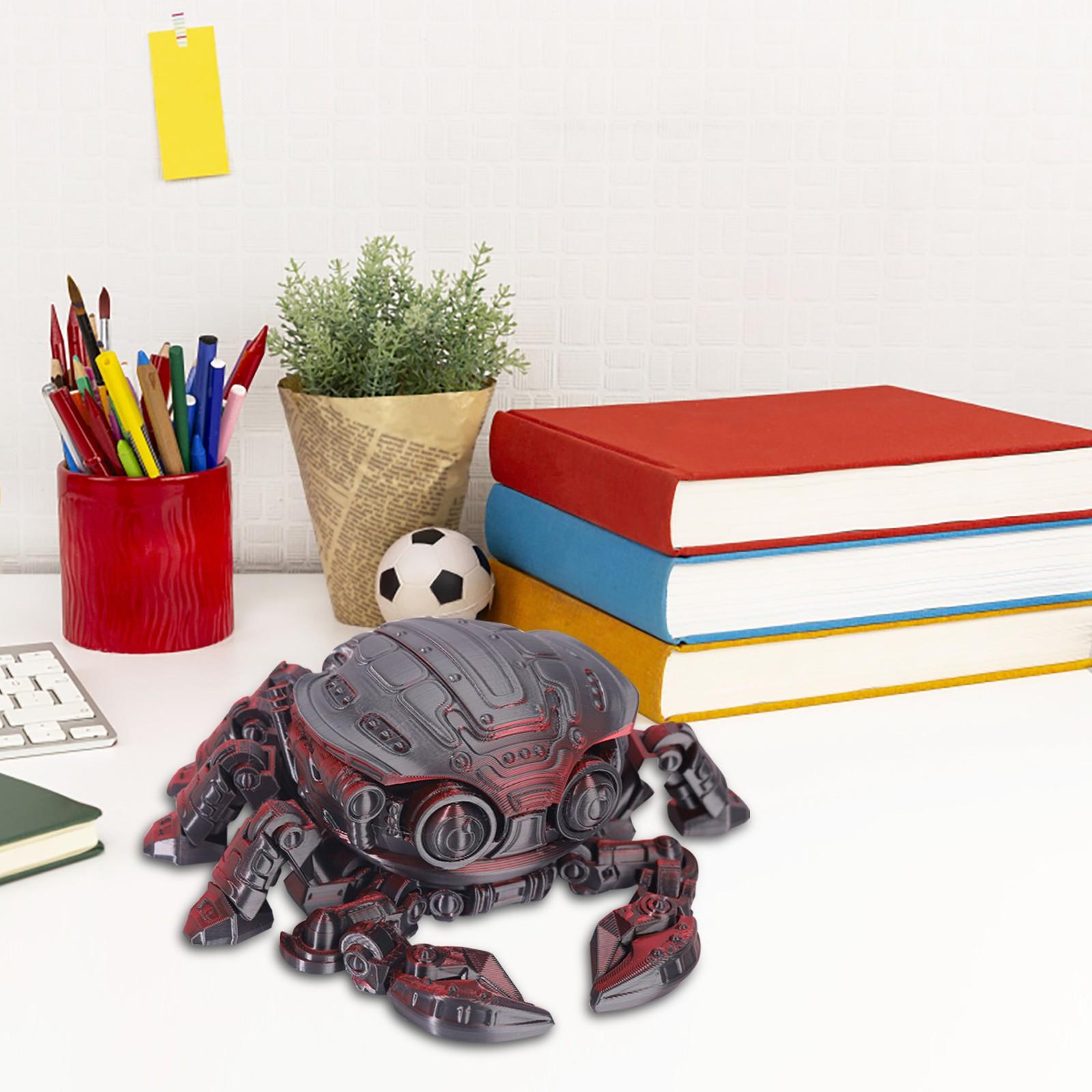 

3D-печатный механический краб с подвижным суставом, модель животного, игрушка ручной работы, украшения, креативное украшение, поделки One Size чёрный