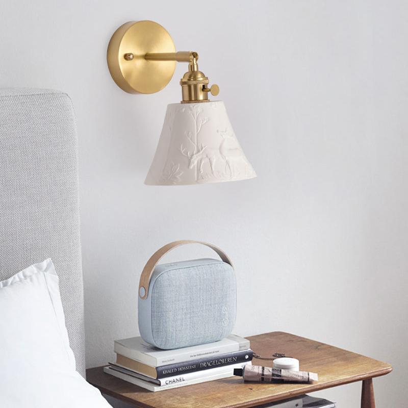 Japanese Retro Brass Wall Lamp Modern Nordic Bedside Mural Simple Bathroom Mirror Mirror Headlight