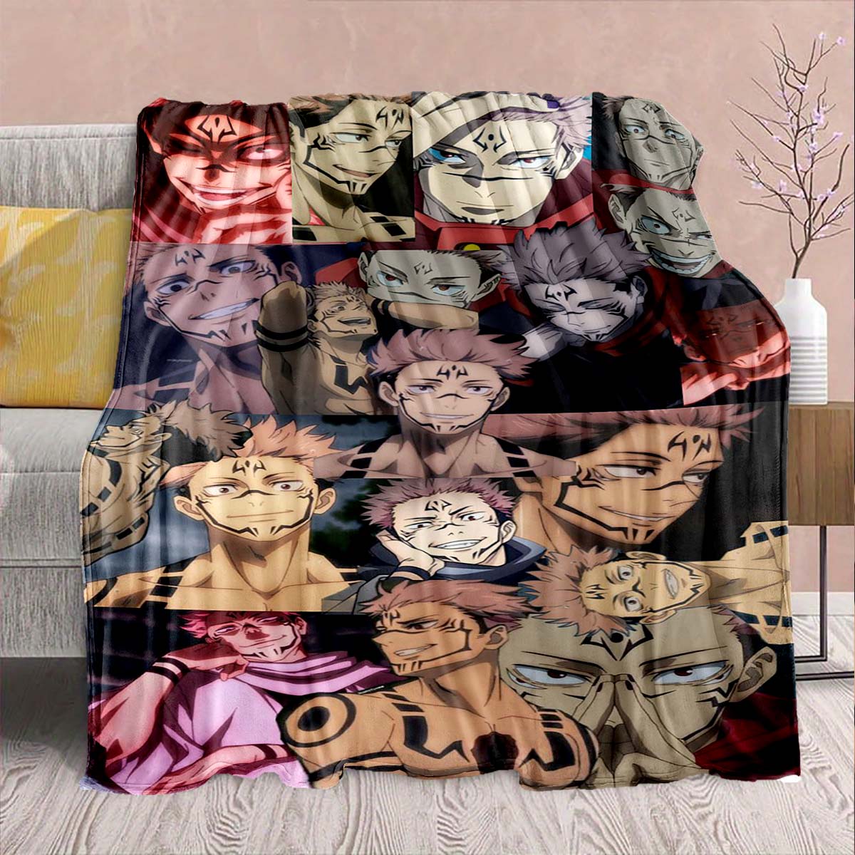 

Jujutsu Kaisen Flannel Blanket Soft Warm Throw Cozy Plush Lightweight Sofa Bed Fabric -QJY 75x90cm