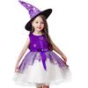 Lhyxuuk Halloween Witch Cosplay Costume, Kids' Dress and Hat, Cute Witch Devil Dress for Girls, Perfect for Events, Parties, and Recitals (150cm,