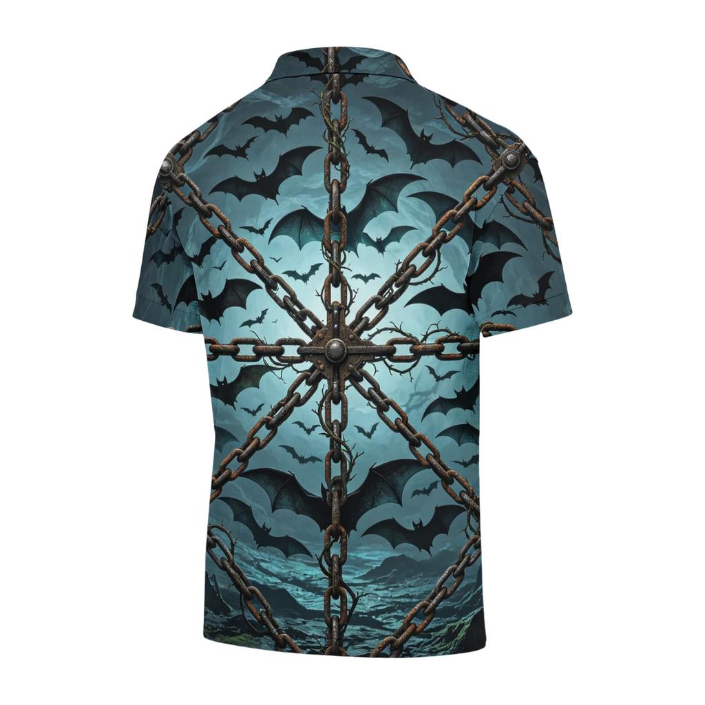 Men's Halloween Print Vintage Texture Short Sleeve Polo Shirt Loose Breathable Summer Sports Street Casual Everyday Top