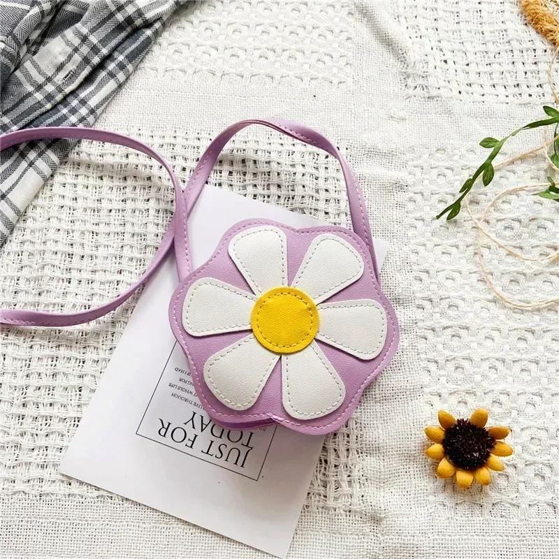 Girls Cute Flower Shoulder Bag Coin Purse Coin Pouch Wallet Kids Mini Crossbody Bag Handbags Casual Bags Children Messenger Bag