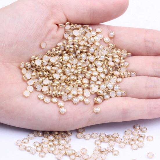 Yousheng 100Pcs Metal Rhinestone Nail Beads Handcraft Half Round DIY Nail Beads Beauty Glitter Decoration Head Clip DIY Supplies