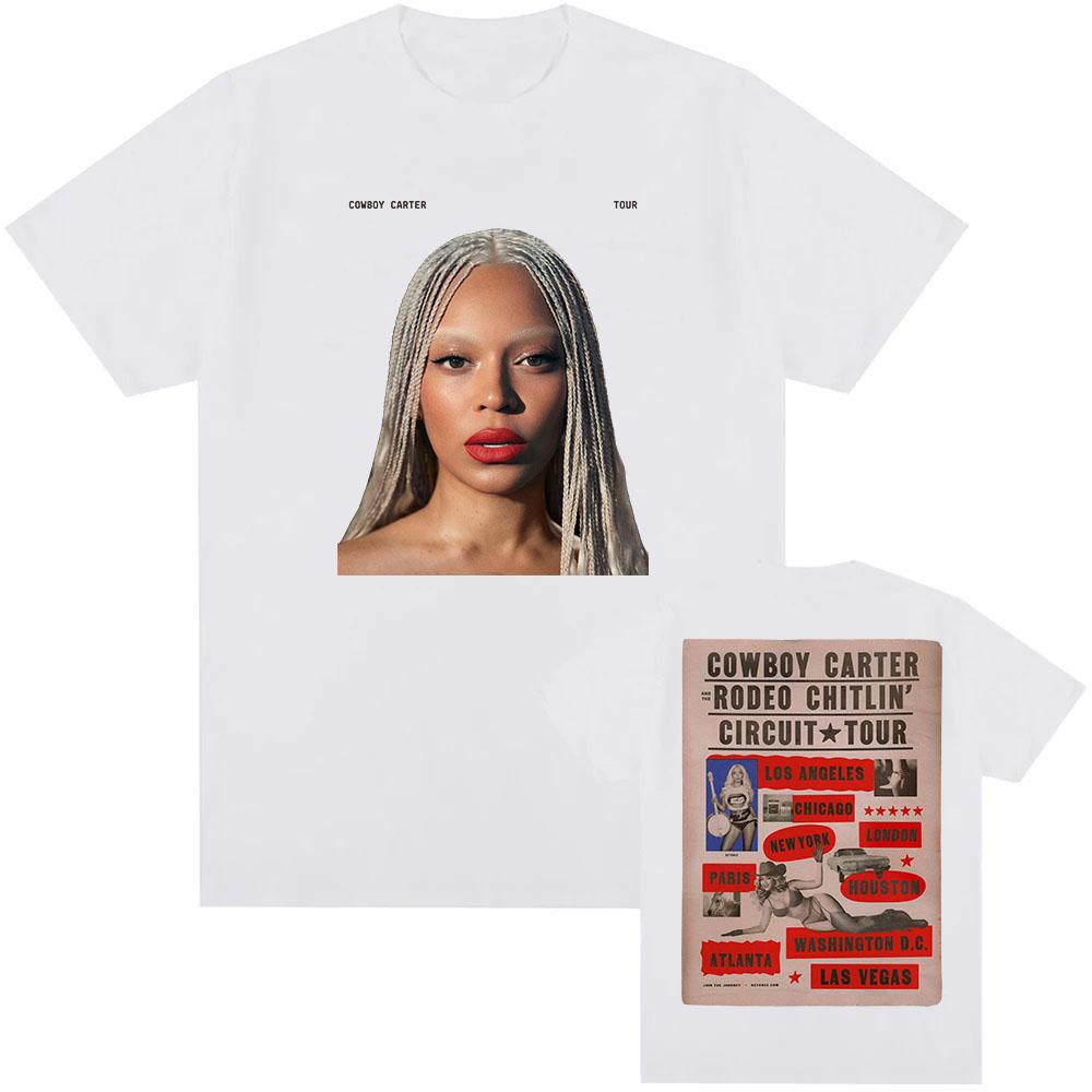 Beyoncé COWBOY CARTER TOUR 2025 T-shirt Cotton Summer Women Men Tshirts Short Sleeve O-neck Loose Tee-shirt Men Tees Print Top