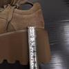 Fashion Frosted Cowhide Muffin Thick-soled Small Leather Shoes Women's Retro Polished Round Head Lace-up Small Height-enhancing Loafers
