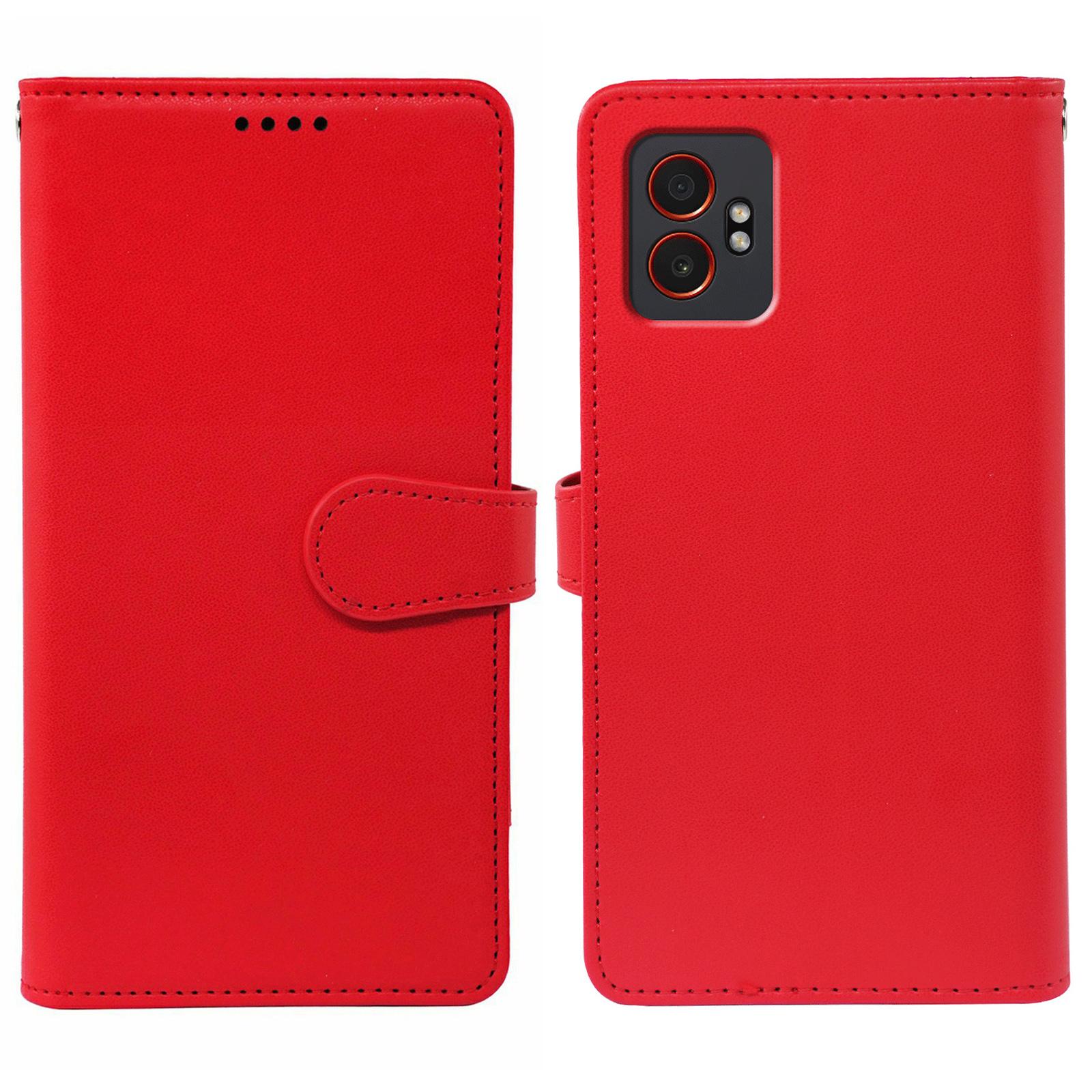 

For Samsung Galaxy XCover7 Pro Case with 9 Card Slots PU Leather Stand Phone Cover Red